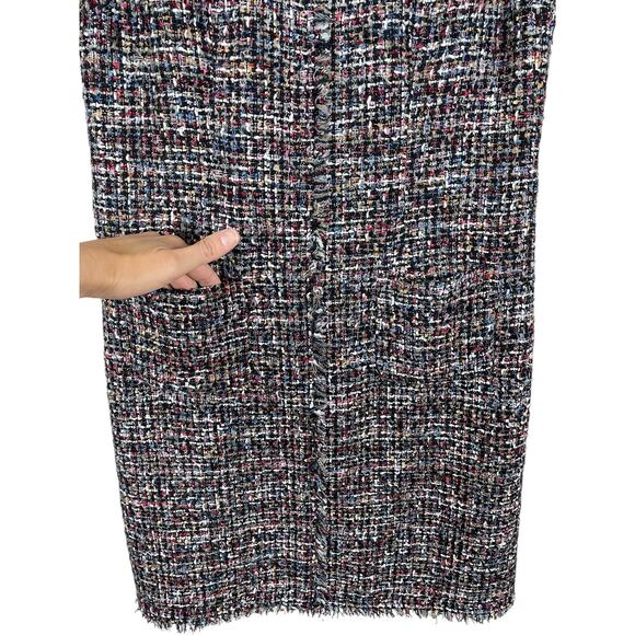 Talbots Tweed Sleeveless Sheath Dress Fringe Metallic Classic Career Multi Sz 8 - Picture 11 of 14